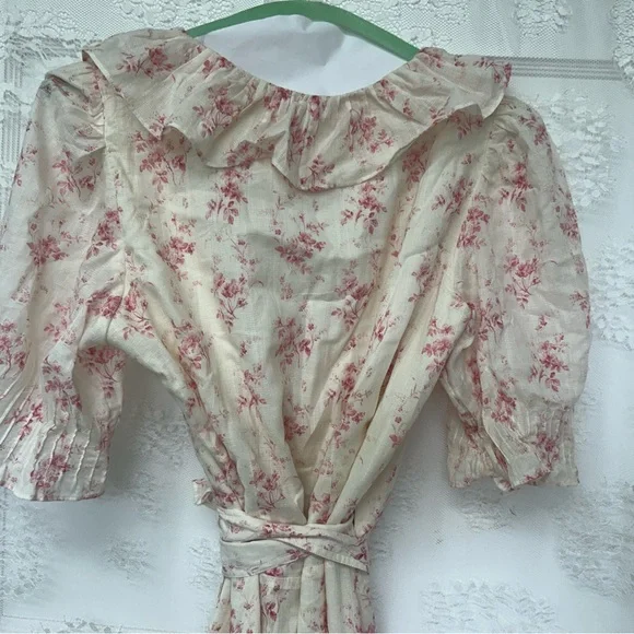 Floral Wrap Skirt - Cream and Pink - Picture 5 of 6